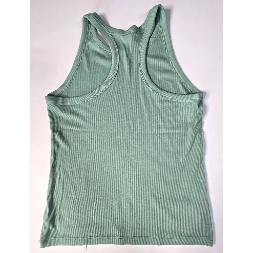 Ultralite Girls Lot/2 Ribbed Tank Tops XL 14/16 Dusty Sea Green & White Vacation